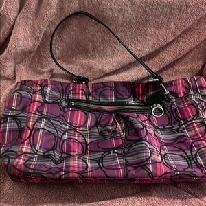 Coach Plaid Tote in Pink and Purple
